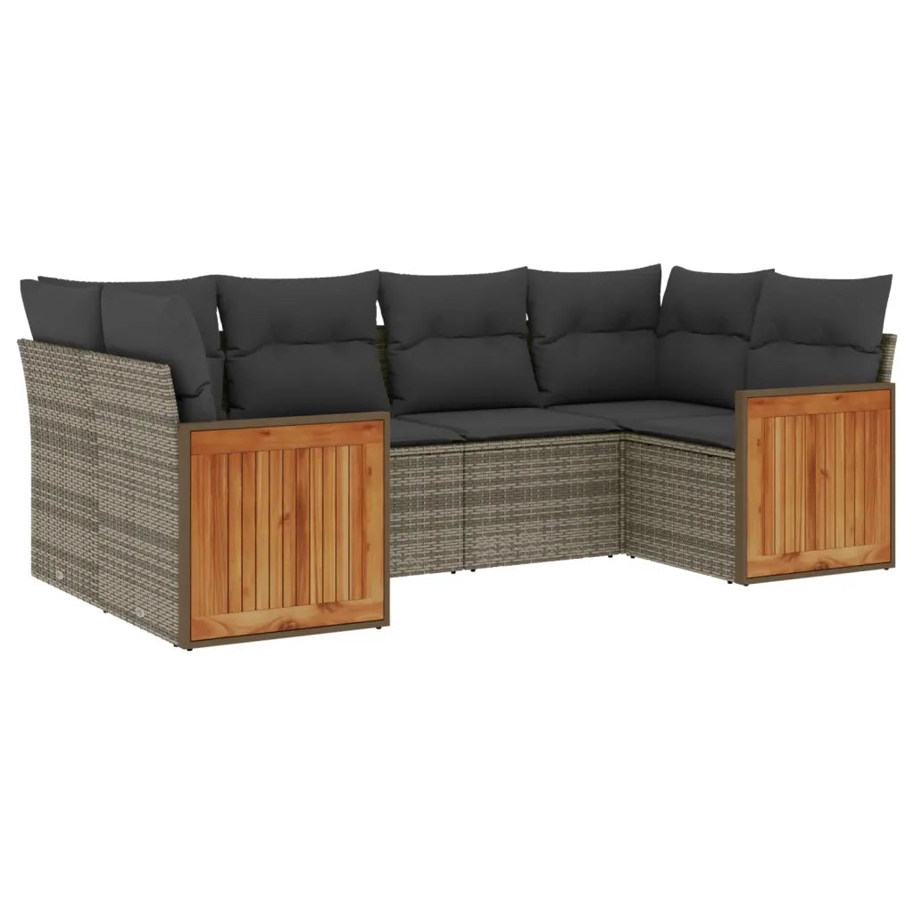 Set Divano da Giardino 6 pz con Cuscini Grigio in Polyrattan 3260345