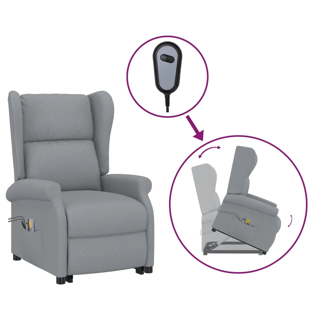 Poltrona Alzapersona Massaggiante Grigio Chiaro Tessuto 289740