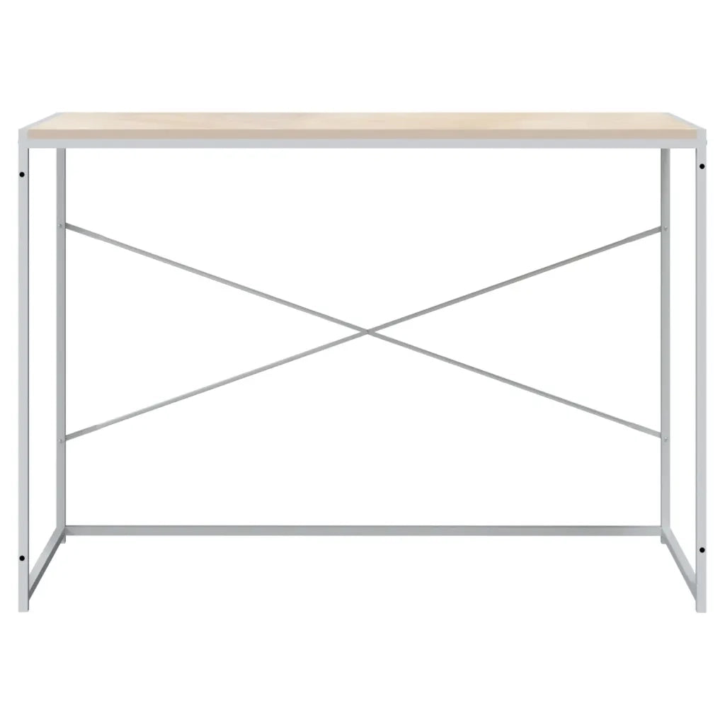 Scrivania Computer Bianca e Rovere 110x60x70 Legno Multistrato 30210