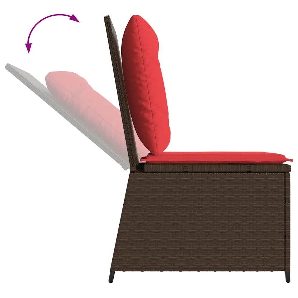 Divano da giardino con cuscino Marrone e Rosso polyrattan 3394482
