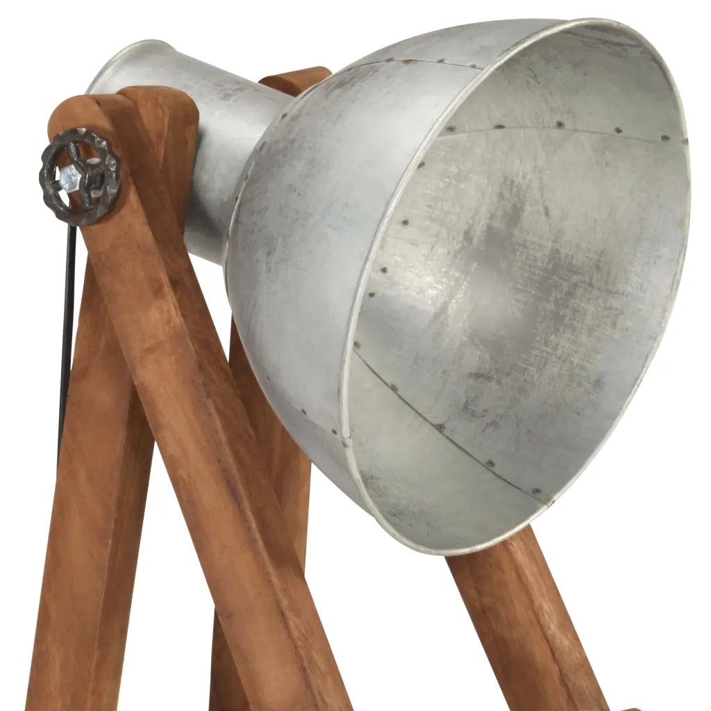 Lampada da Pavimento Argento E27 in Legno Massello di Mango 320587