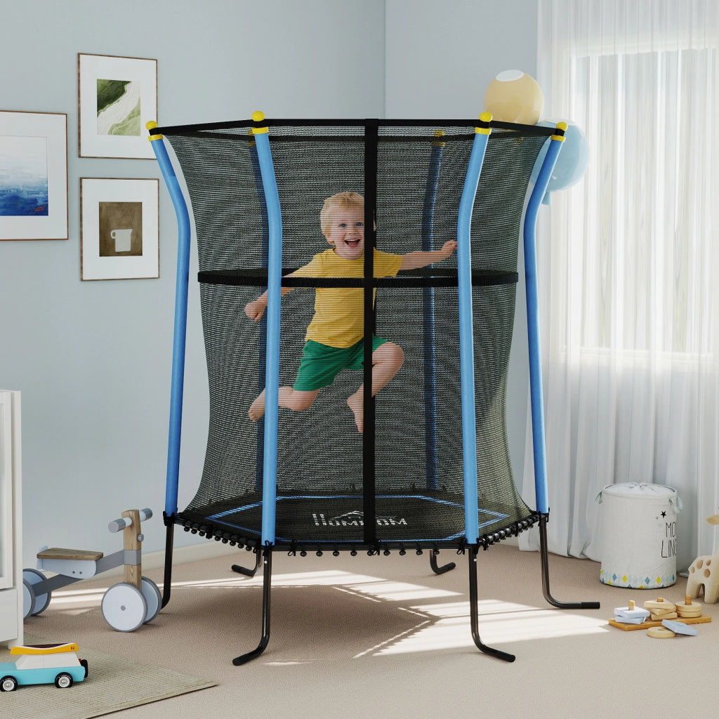 Trampolino per Bambini con Rete di Sicurezza ¨C Minimal ¨C Blu Nero ?163x190cm