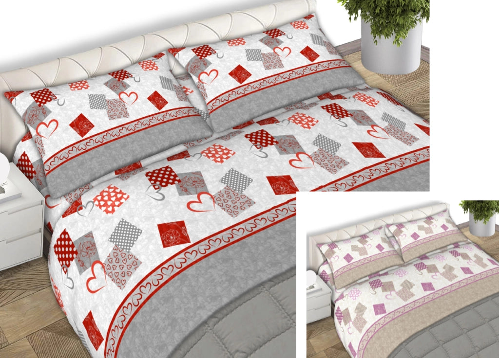 Completo Lenzuola 100% Cotone Made Italy Disegno Style C.N - Piazza e Mezza - Grigio