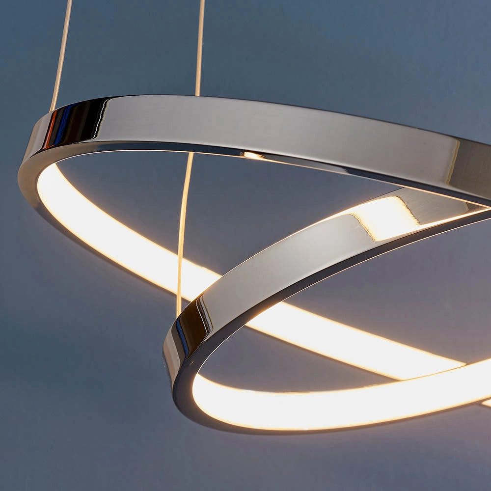 Lampada a sospensione LED anelli cromo 28W Endon KLINE