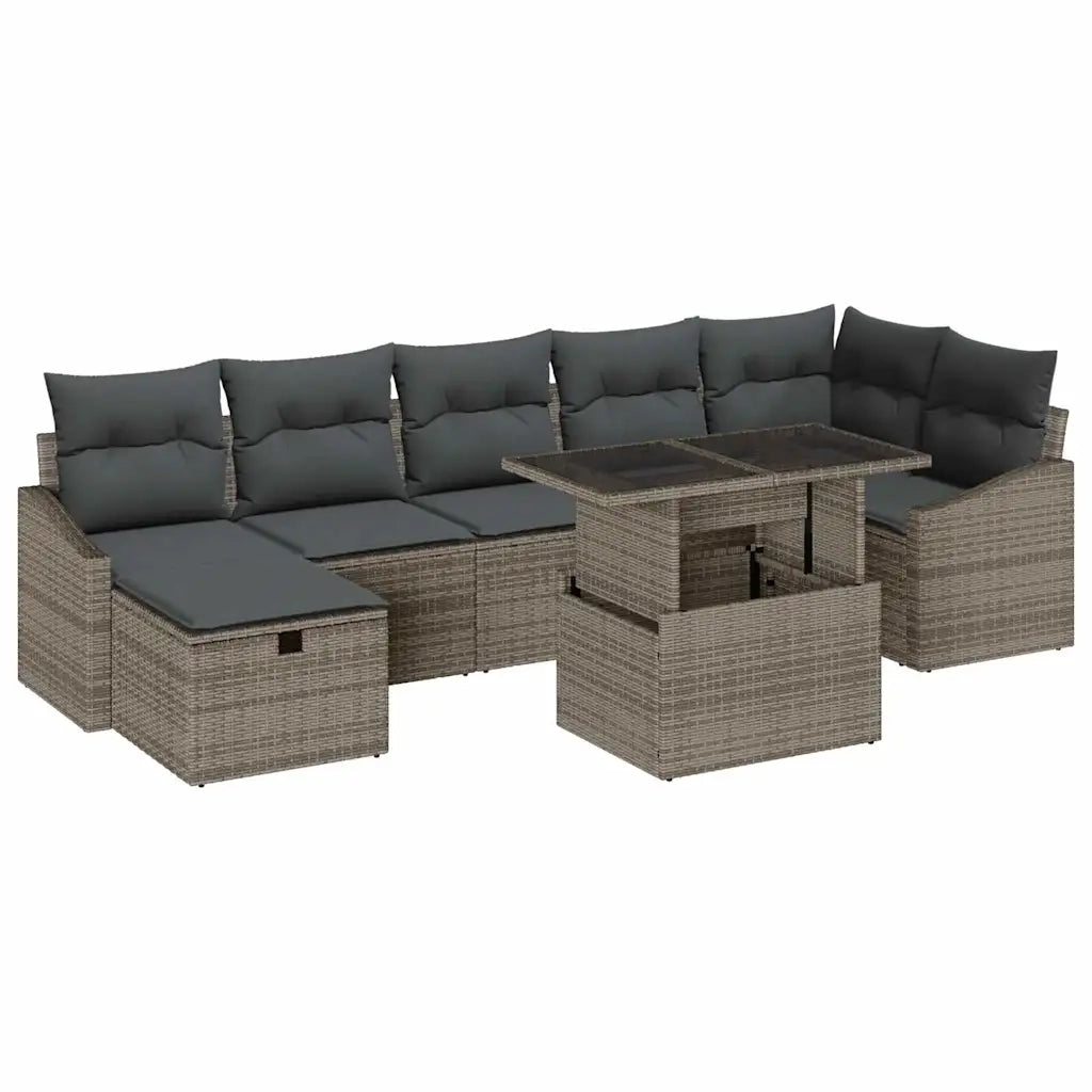 Set Divano da Giardino 8 pcs Grigio polyrattan 3361178