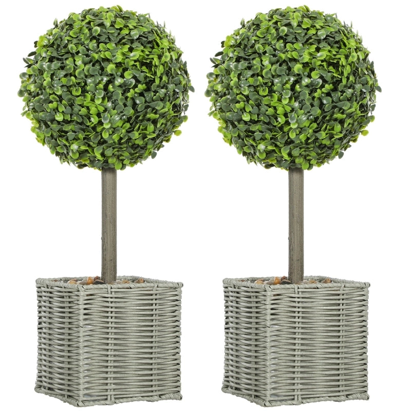 Set di 2 piante artificiali, alberi artificiali resistenti ai raggi UV in vaso, adatti per uso interno ed esterno, plastica, cemento, verde