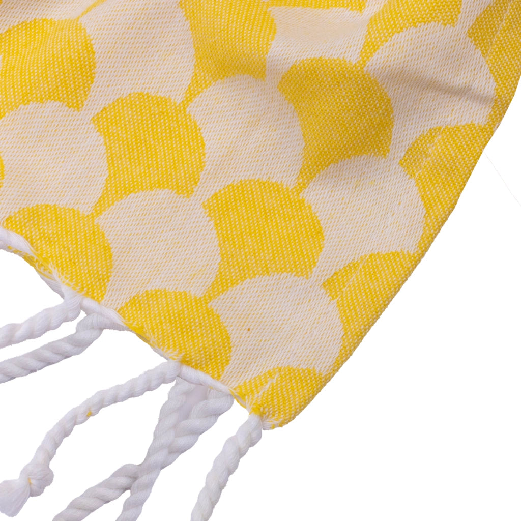 Coperta gialla e bianca con frange 130x170 cm DROP