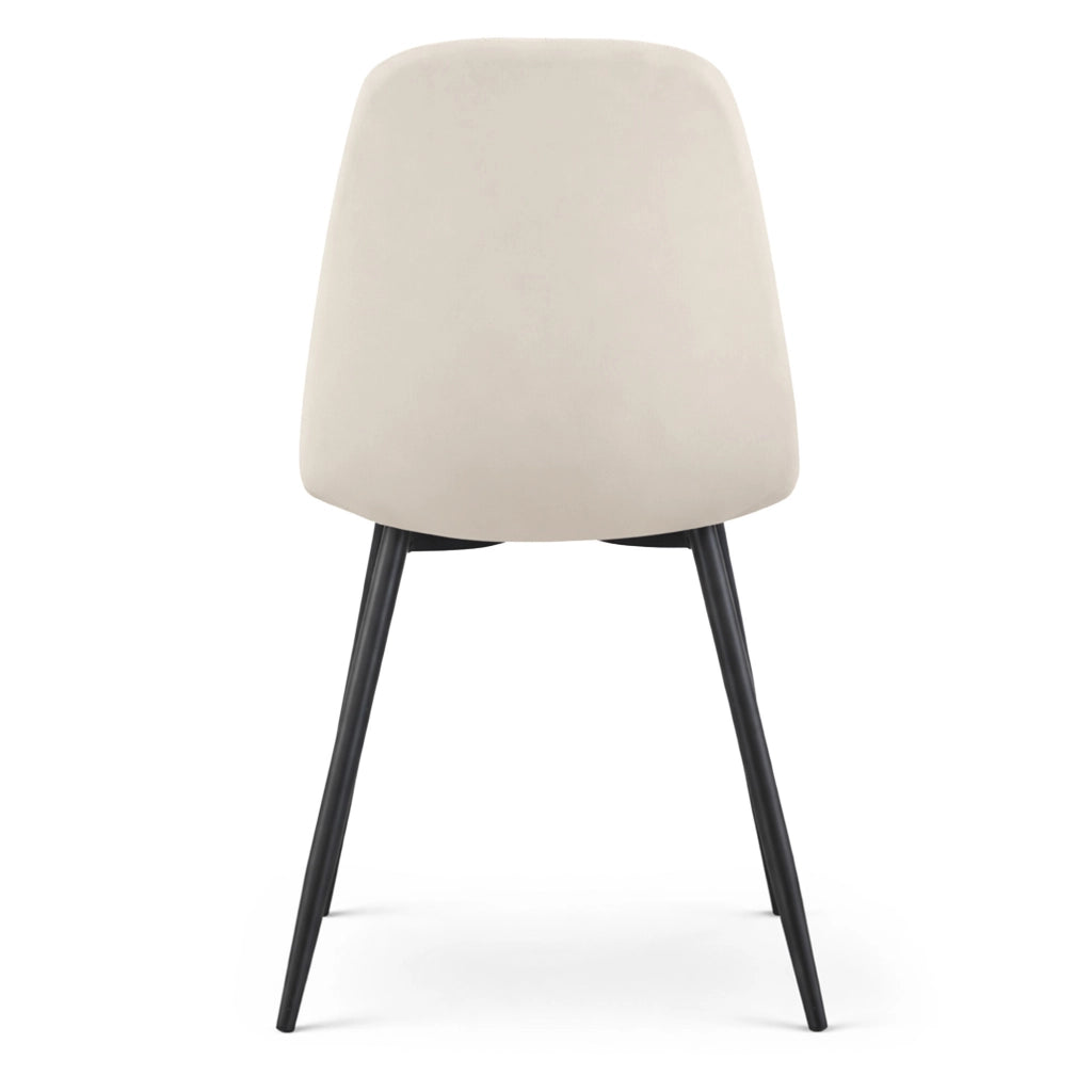 Set di 2 Sedie in velluto trapuntate LUMO Beige gambe nere