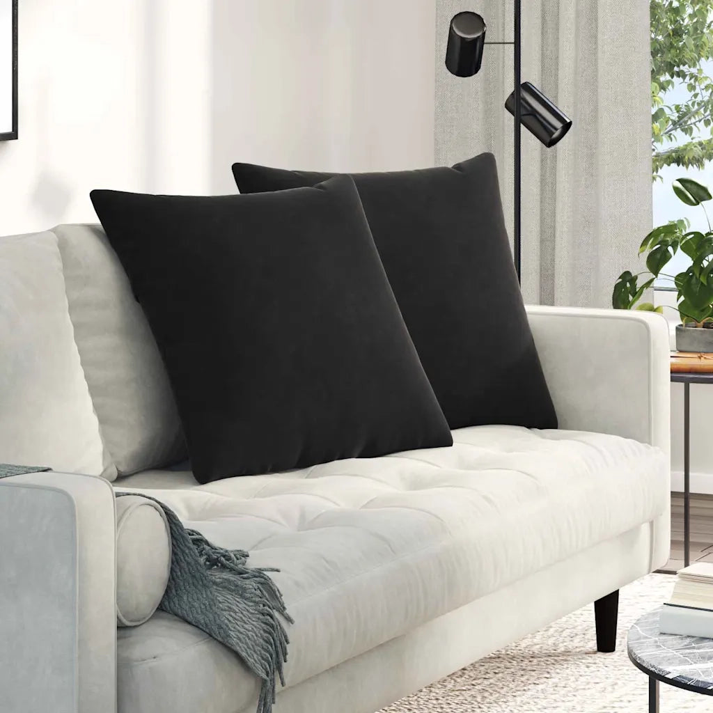 Cuscini da Divano 2 pz-Set di 2 Cuscini per Sofa Nero 80 x 80 cm Tessuto in Cords