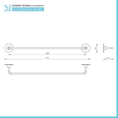 Set accessori a muro 5 pezzi in acciaio cromato e viti incluse  Idea