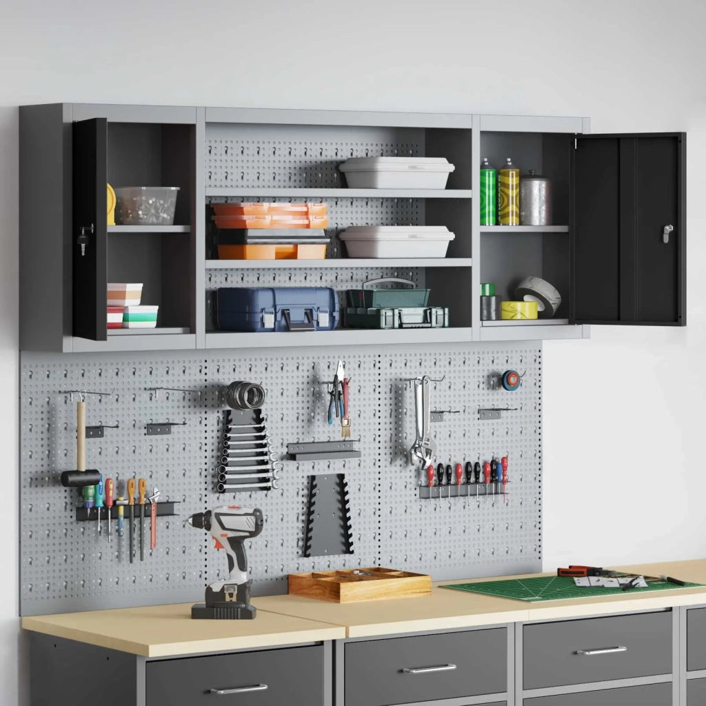 Set di armadi per attrezzi con lo scaffale 4 pcs Nero 3321406