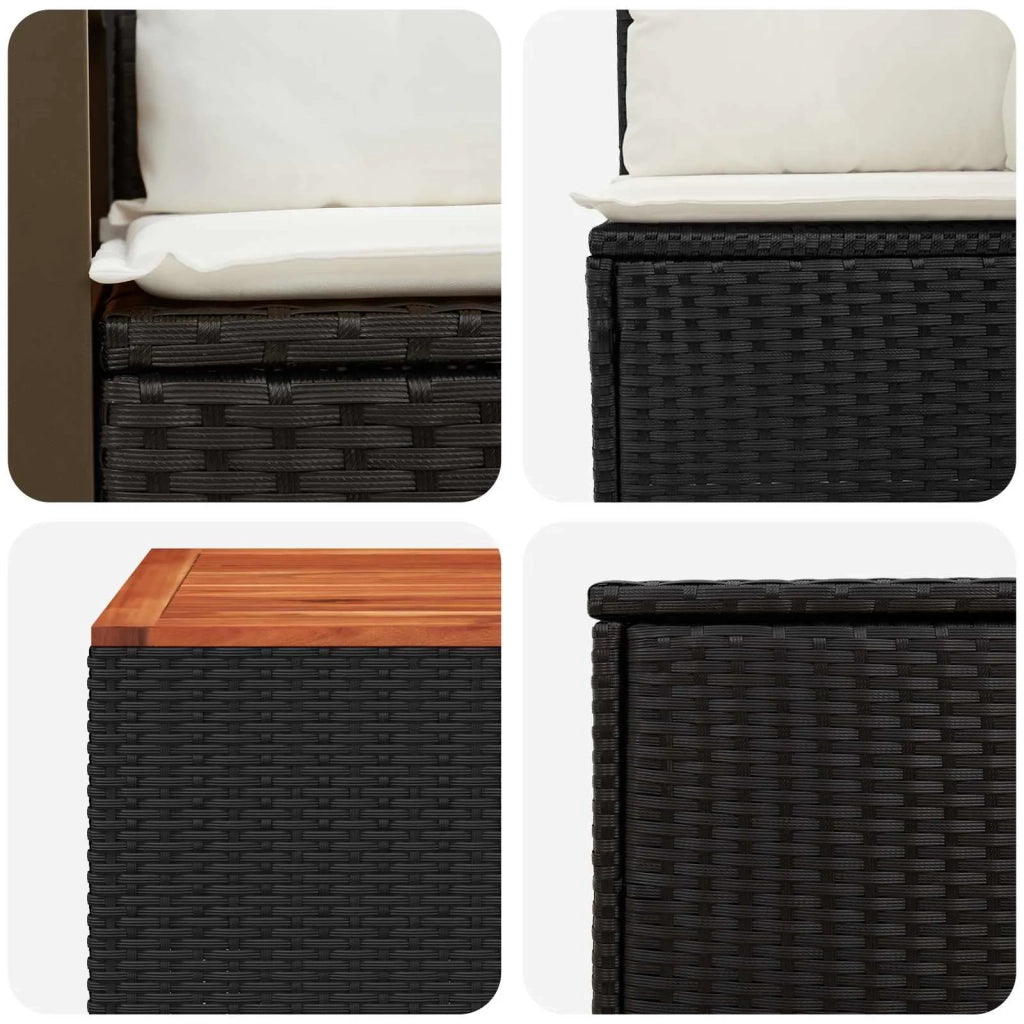Set di divani 6 pz Nero e Bianco Crema 3447707
