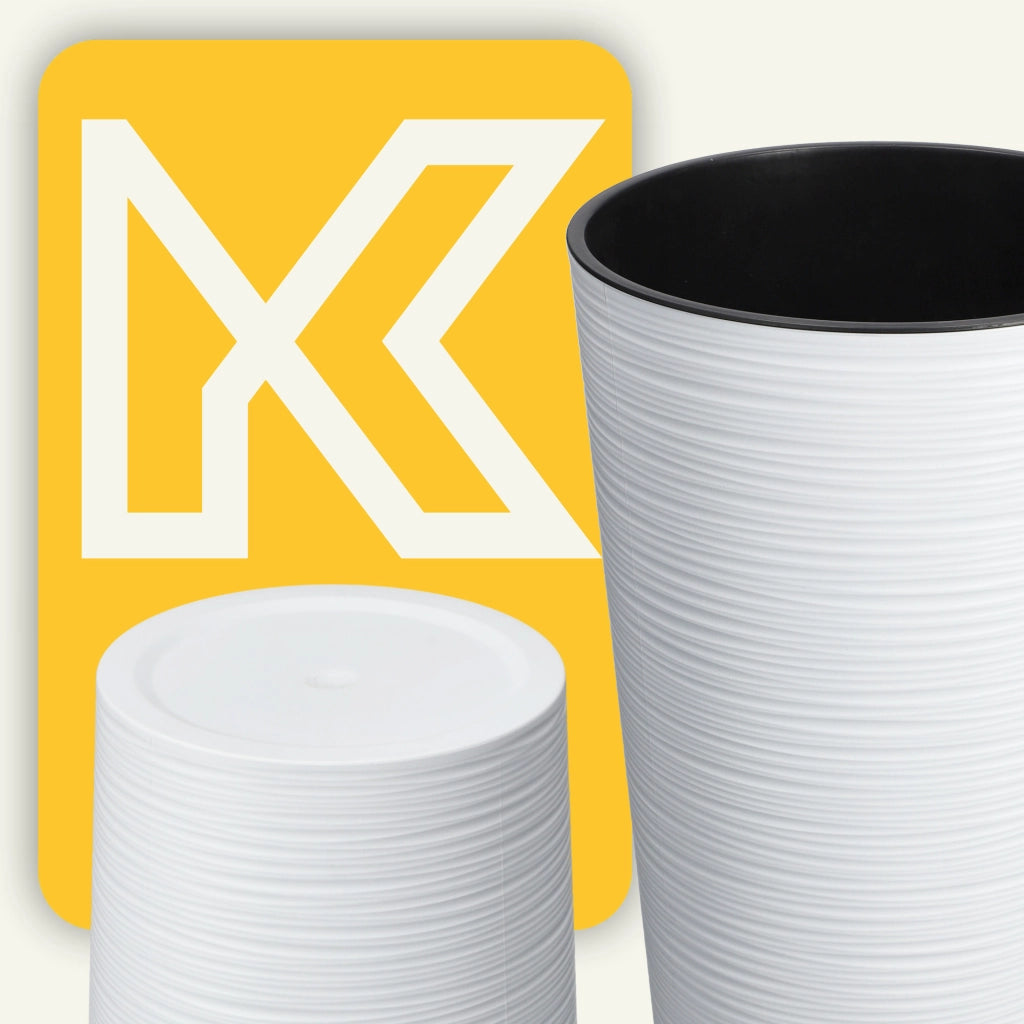 Vaso da fiori KADAX, coprivaso alto 47 cm con inserto, per soggiorno, bianco.
