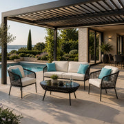 Salotto da giardino in alluminio ARTEMIDE - 1 divano, 2 poltrone e 1 tavolino