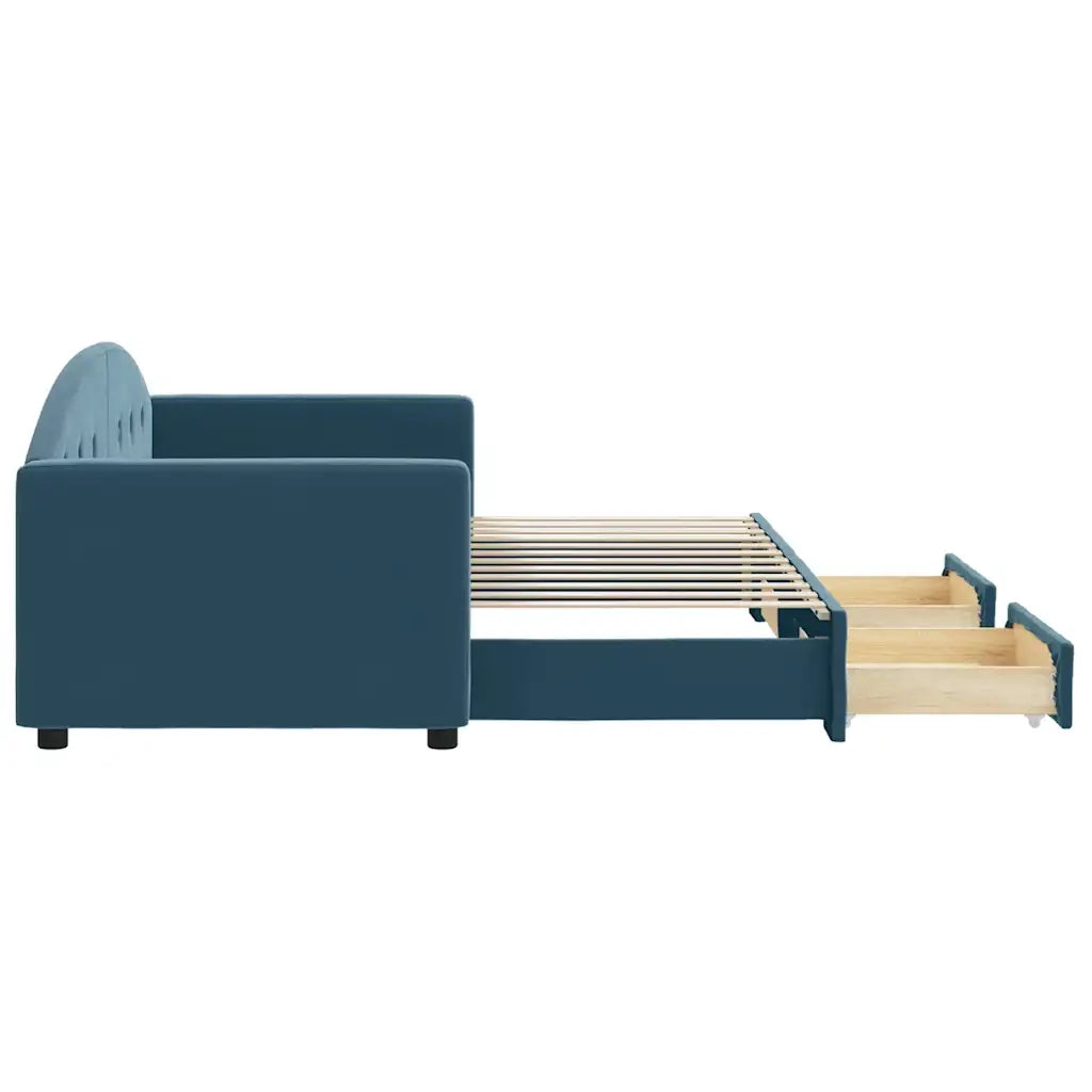 Divano Letto Estraibile con Cassetti Blu 80x200 cm Velluto 3197341