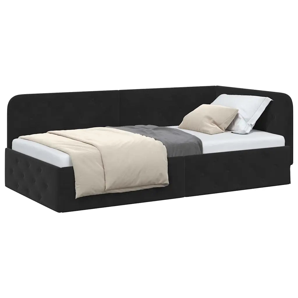 Cornice del letto ad angolo Nero 100 x 200 cm Velluto 42016548