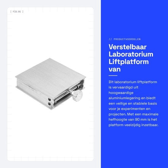 Piattaforma Elevatrice per Laboratorio in Lega di Alluminio - Regolabile - Altezza di Elevazione 90 mm - Dimensioni 90x90 mm - Supporto per Laboratorio Universale - Qualità e Affidabilità