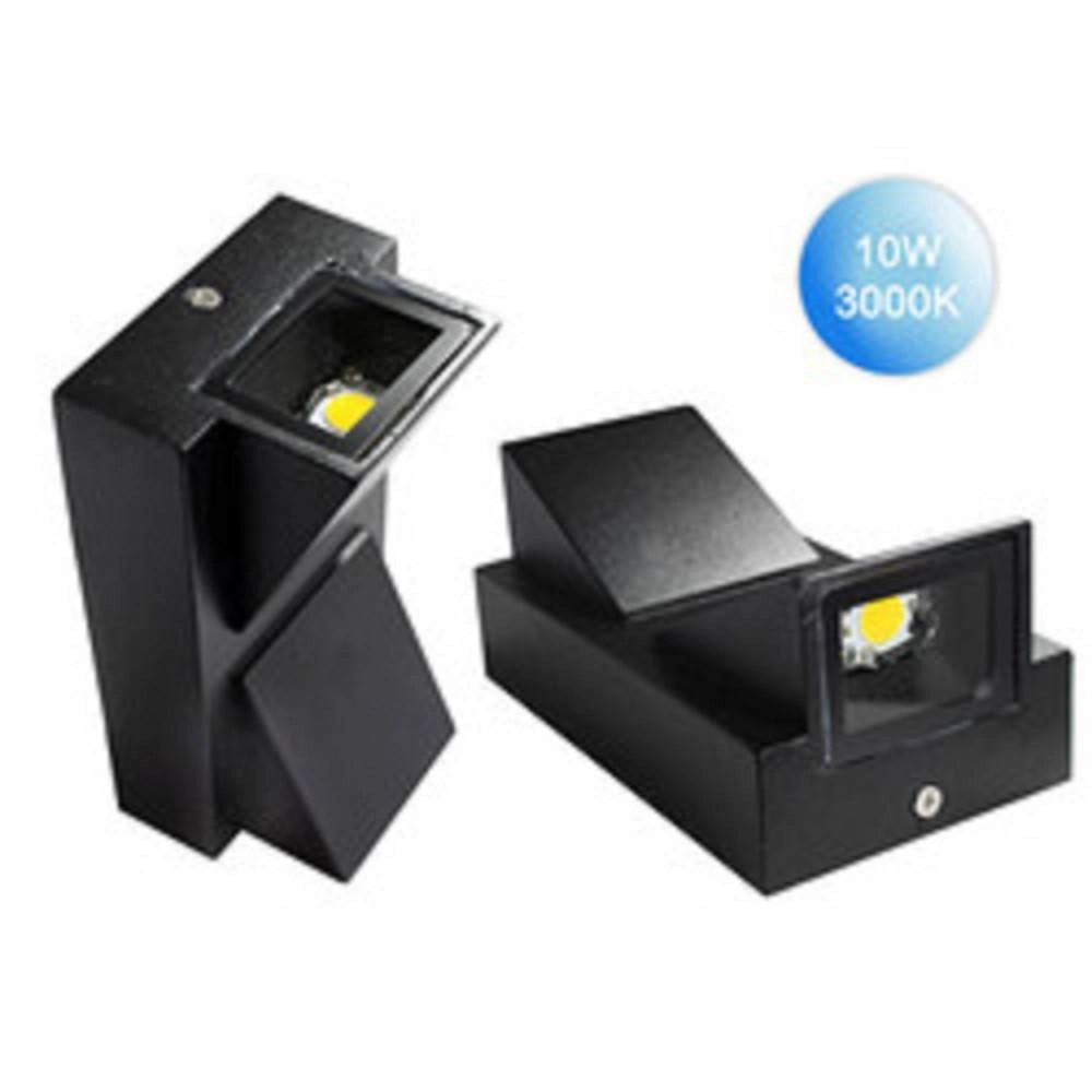Trade Shop - Applique Doppia Emissione 10 Watt Nero Per Esterno Luce Fredda Calda Ip65 Es04 - -bianco Caldo      -
