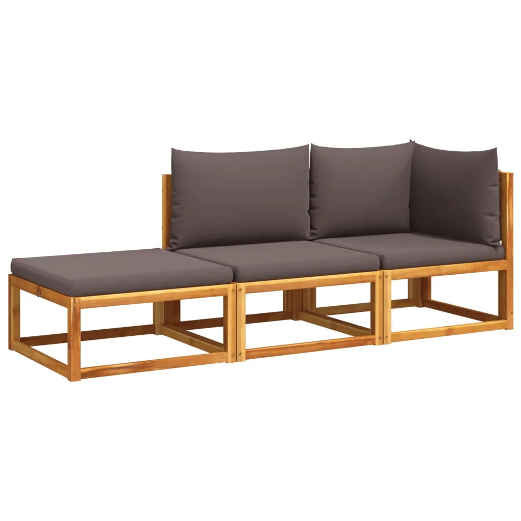 Set di divani da giardino 3 pezzi con cuscini in legno di acacia e corda 3278844