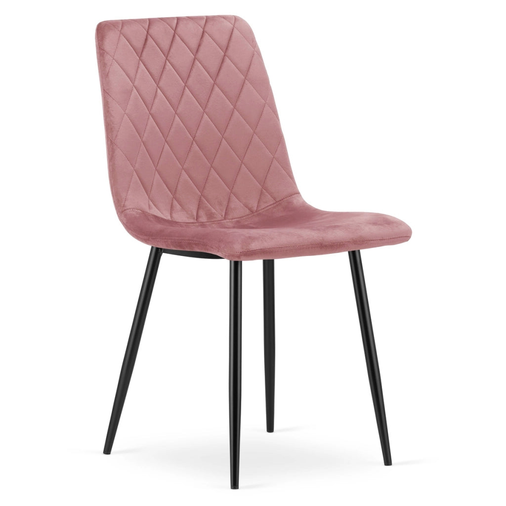 Sedia Turin in velluto rosa con gambe nere