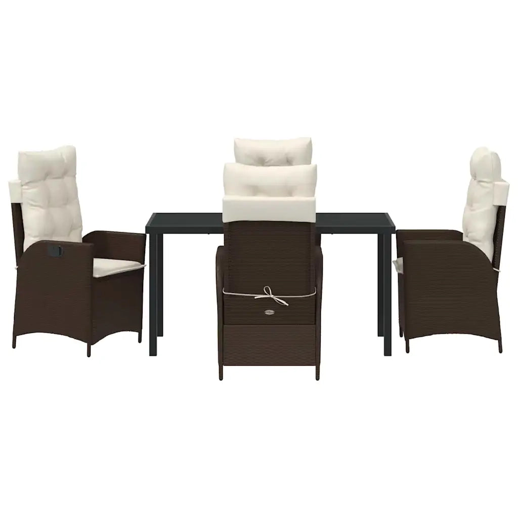 Set da Pranzo per Giardino con cuscino 5 pcs Marrone polyrattan