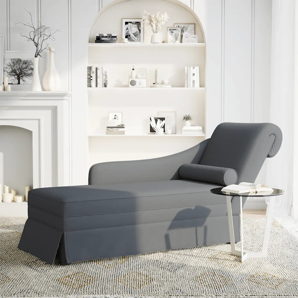 Sdraio con Capezzale e Bracciolo Destro in Velluto Grigio Scuro 4009783