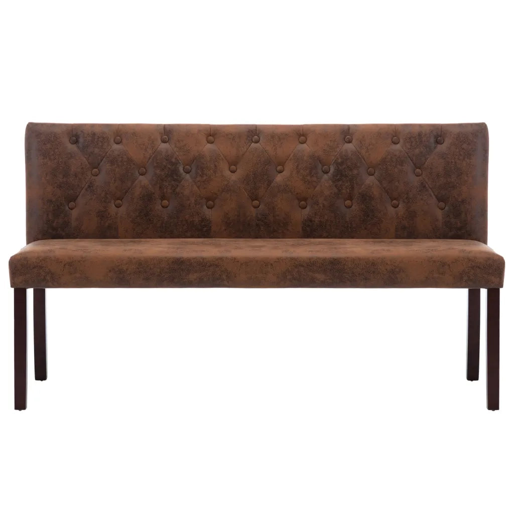 Panca-Sgabello 148,5 cm Marrone in Similpelle Scamosciata