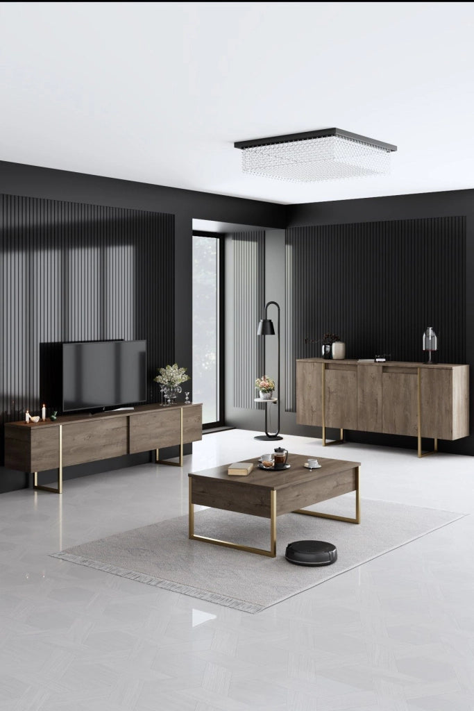 Credenza in legno "Luxe" - 160 x 35 x 80 cm - Marrone