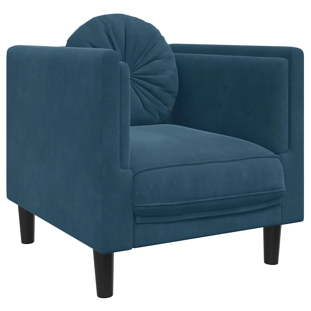 Poltrona | Sedia Relax con Cuscino Blu in Velluto