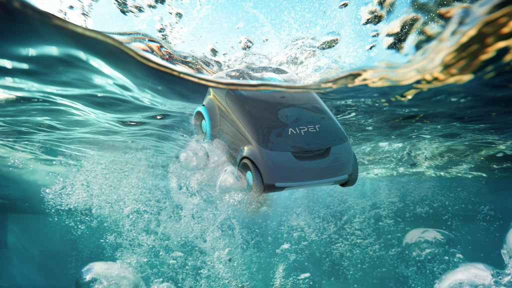 AIPER Scuba E1 Robot Piscina Senza Fili Ultra-Fine Doppia Filtrazione. 100-130 Minuti Autonomia. Sistema Tri-Motore Aspirapolvere Piscina. 2-3 Ore di Ricarica Ideale per Piscine Fuori Terra 100„é°