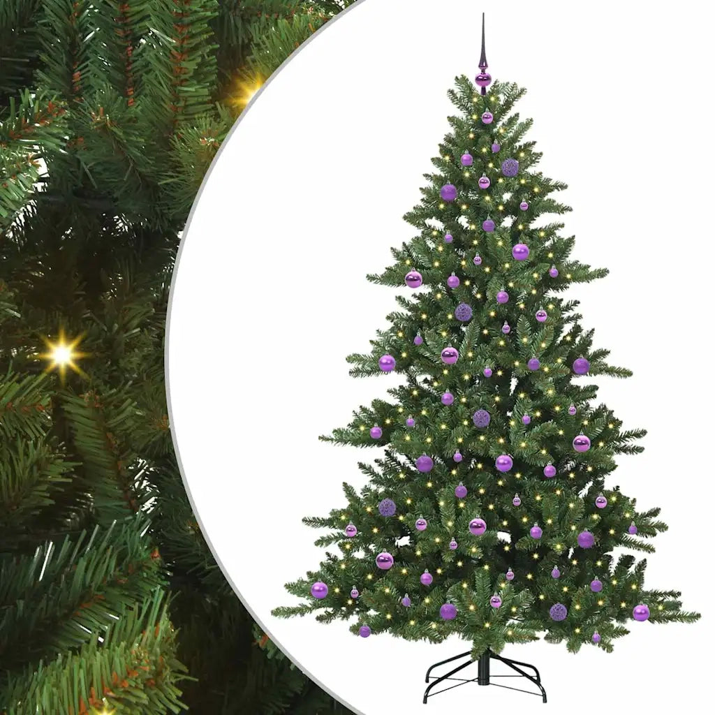 Albero di Natale Artificiale-Albero Natalizio con Rami Pieghevoli Verde 210 cm 933549
