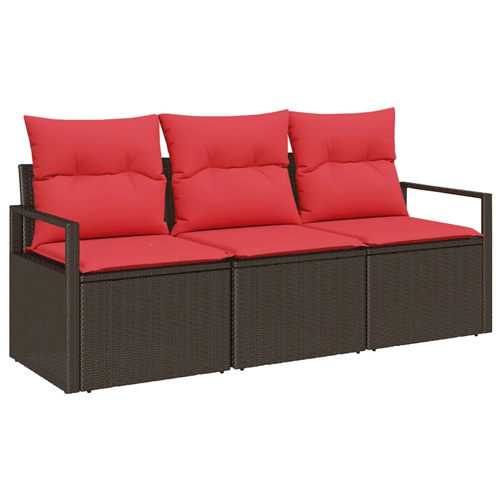 Set di divani 3 pz | Set Salotto da Giardino Marrone polyrattan