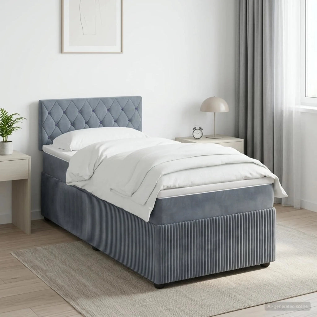 Letto box spring con materasso Grigio Scuro 80 x 200 cm Velluto 3453024