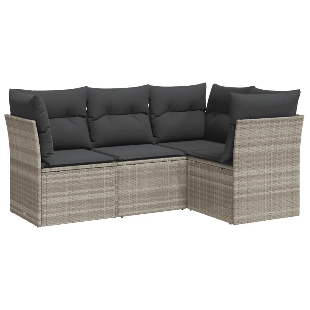 Set Divano da Giardino 4pz con Cuscini Grigio Chiaro Polyrattan 3217582