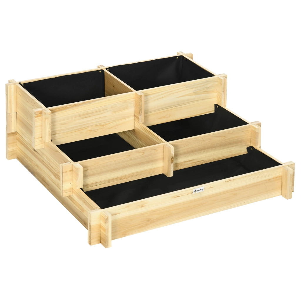 Fioriera rialzata 3 livelli ¨C Xylo ¨C legno naturale con drenaggio 93x93x35 cm