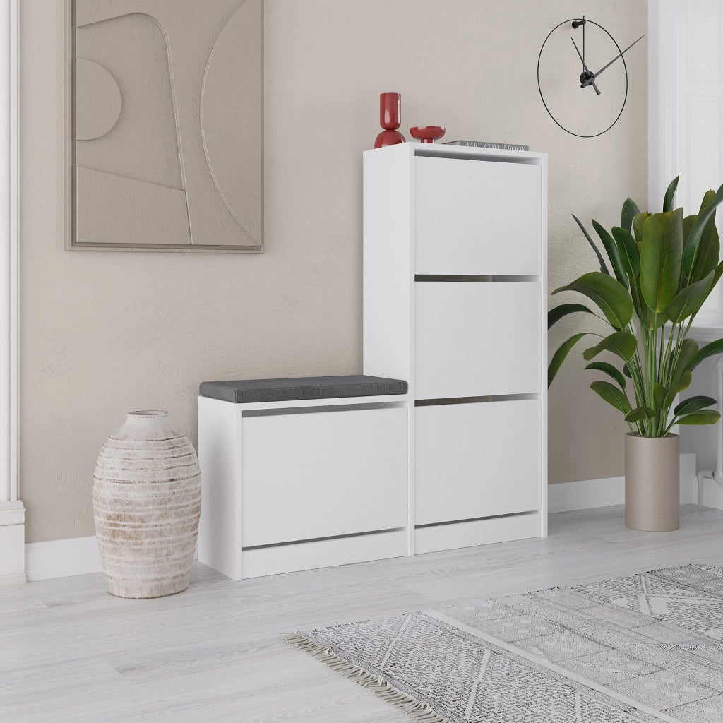 Scarpiera in legno "Dude" - 105 x 26 x 118 cm - Bianco