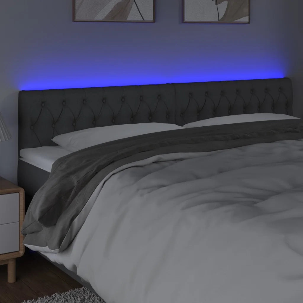 Testiera a LED-Testata del letto Grigio Scuro 180x7x78/88 cm in Tessuto