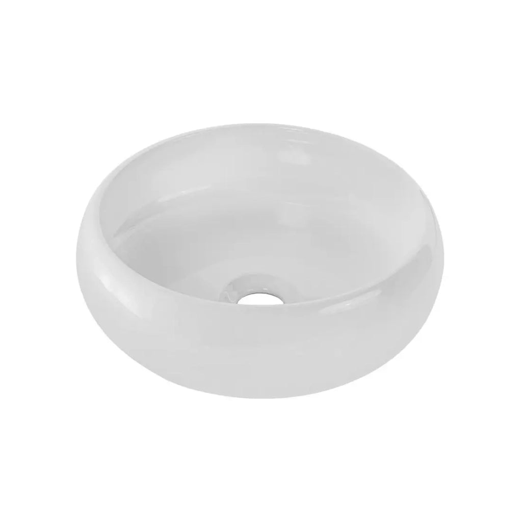 Lavabo da appoggio rotondo 36 cm in ceramica bianca lucida