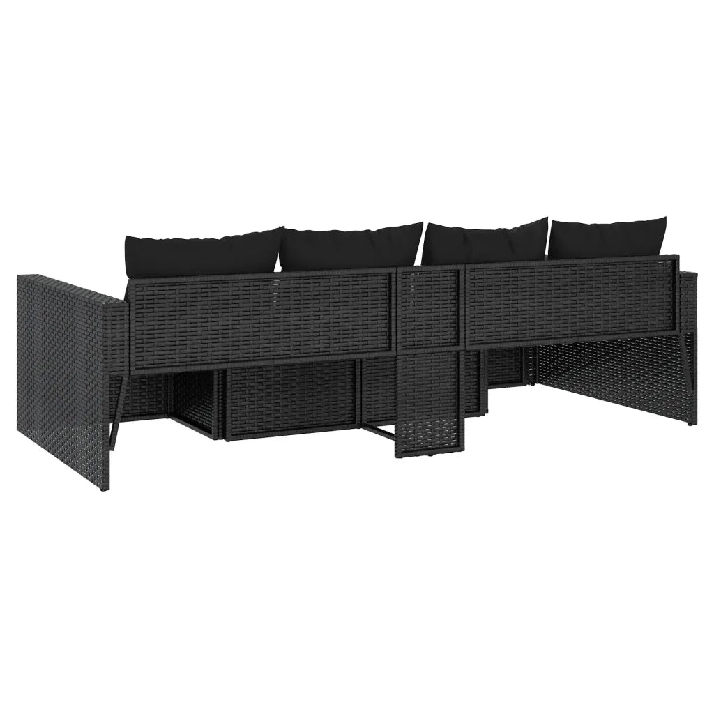 Set da Giardino 2 pz con Cuscini Nero in Polyrattan 362345