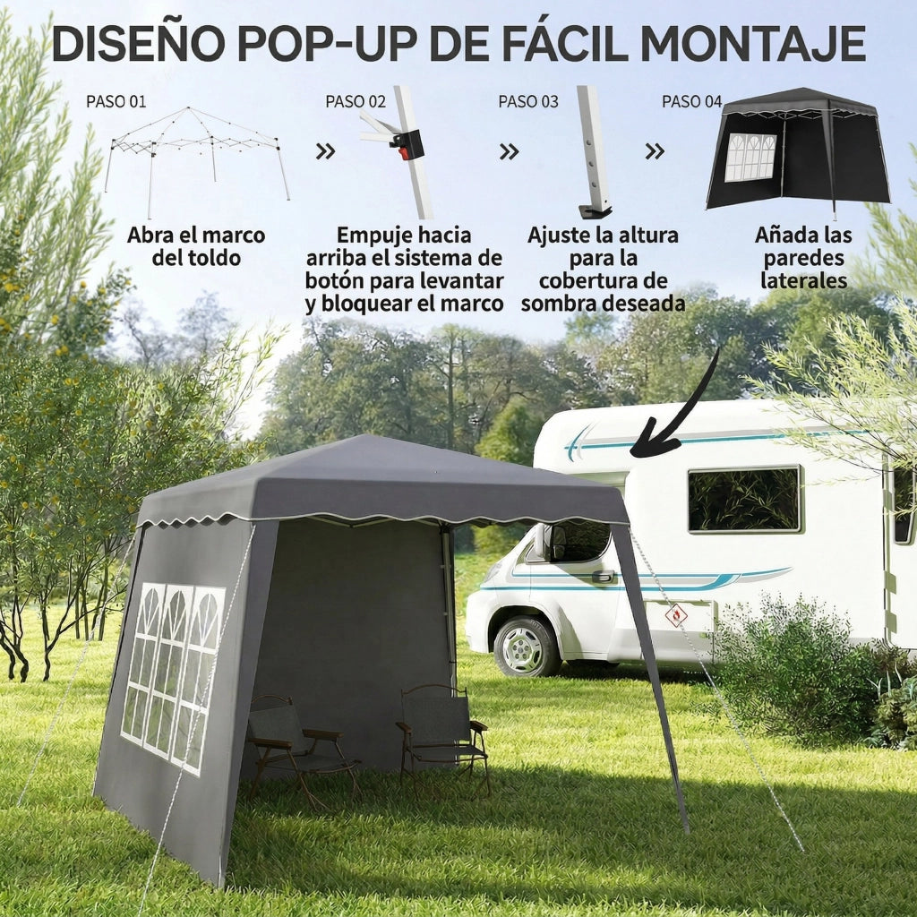 Gazebo Pieghevole Pop-up ¨C Minimal ¨C Grigio 2.89x2.89m