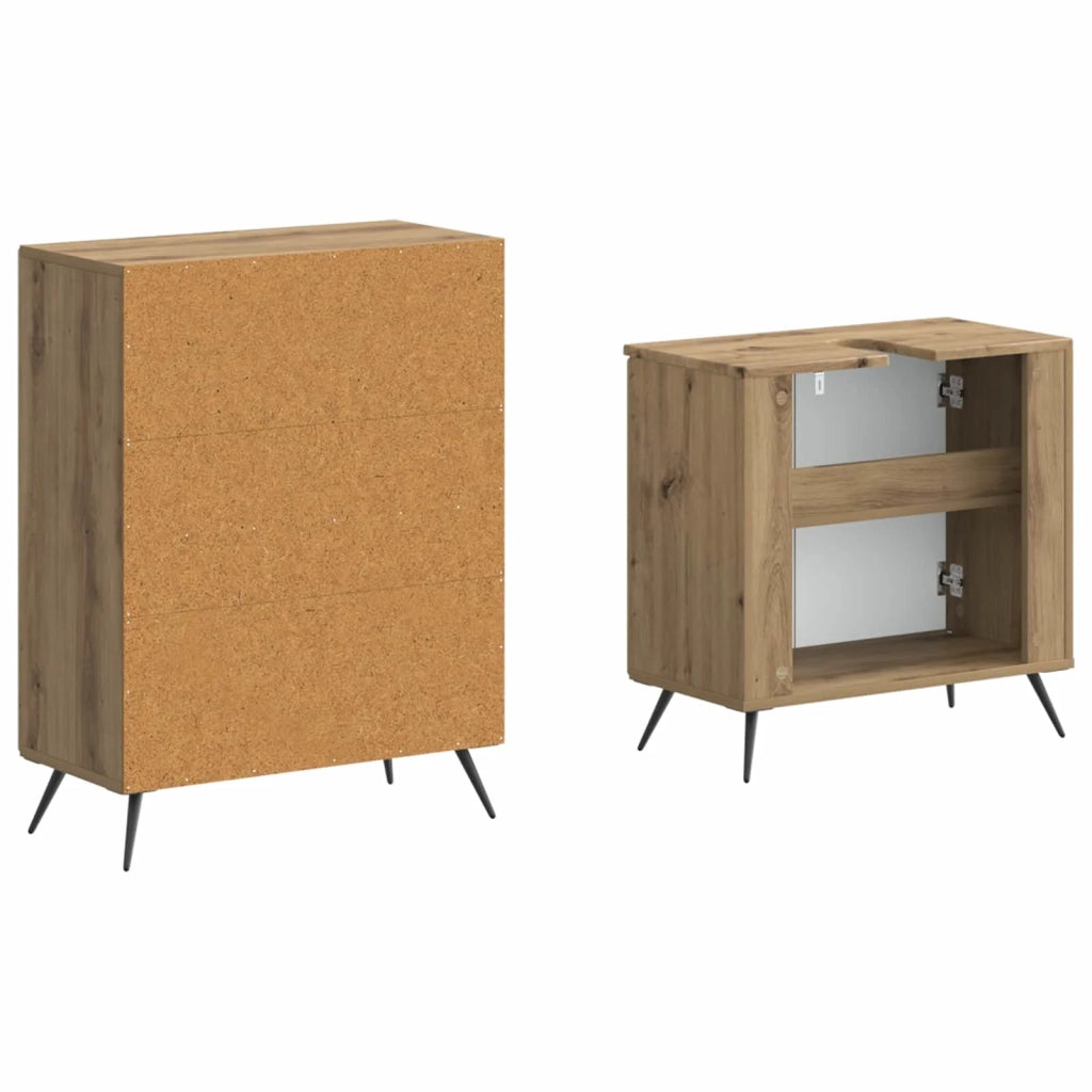 Set di Armadi da Bagno da 2 Pezzi BREDA Rovere Artigianale 3417647