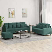 Set di Divani 3 pz con Cuscini Verde scuro in Velluto