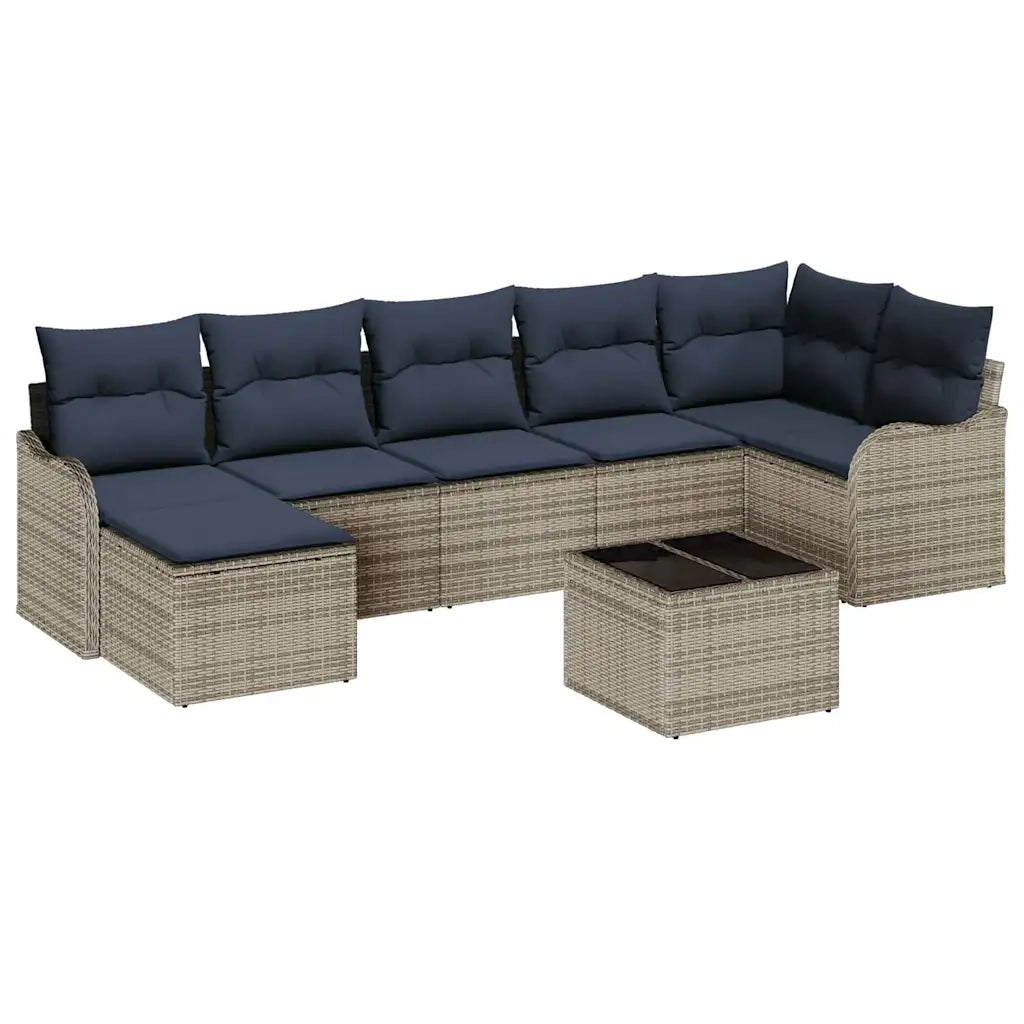 Set Divano da Giardino con cuscino 8 pcs Grigio Poly Rattan 3345805