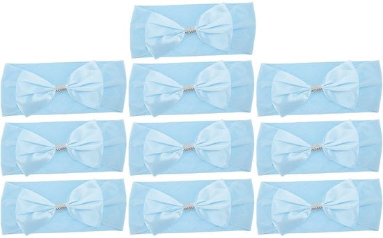Striscio per Sedia - 10 Pezzi - Strisce Elastiche - 35 x 15 cm - Blu Pastello - Tela Satinata - Installazione Facile