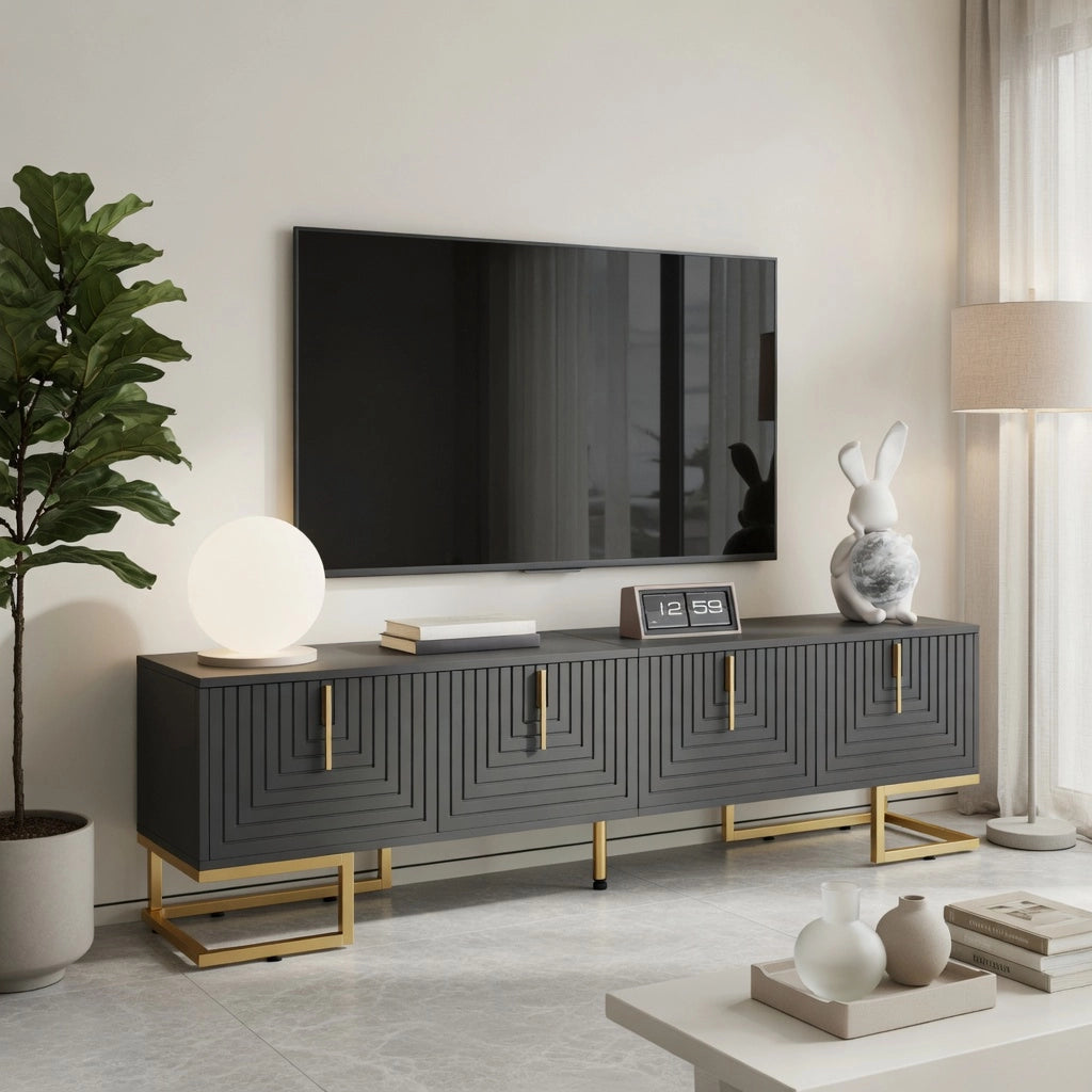Cassettiera per TV grigia in truciolato lunga 170 cm