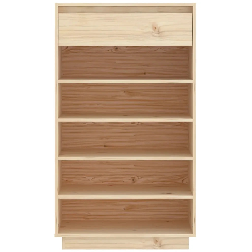 Scarpiera pratica in legno massello di pino con cassetti 60 x 34 x 105 cm legno naturale 02_0048107