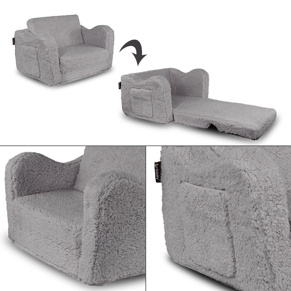 Vicco Poltrone per bambini Grigio 60 x 36 cm Pieghevole