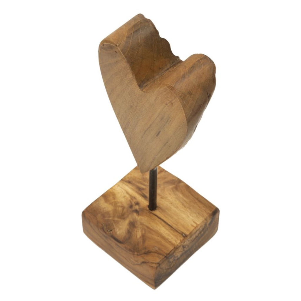 Scultura Cuore 10, Marrone, Legno, 10x10x25 cm