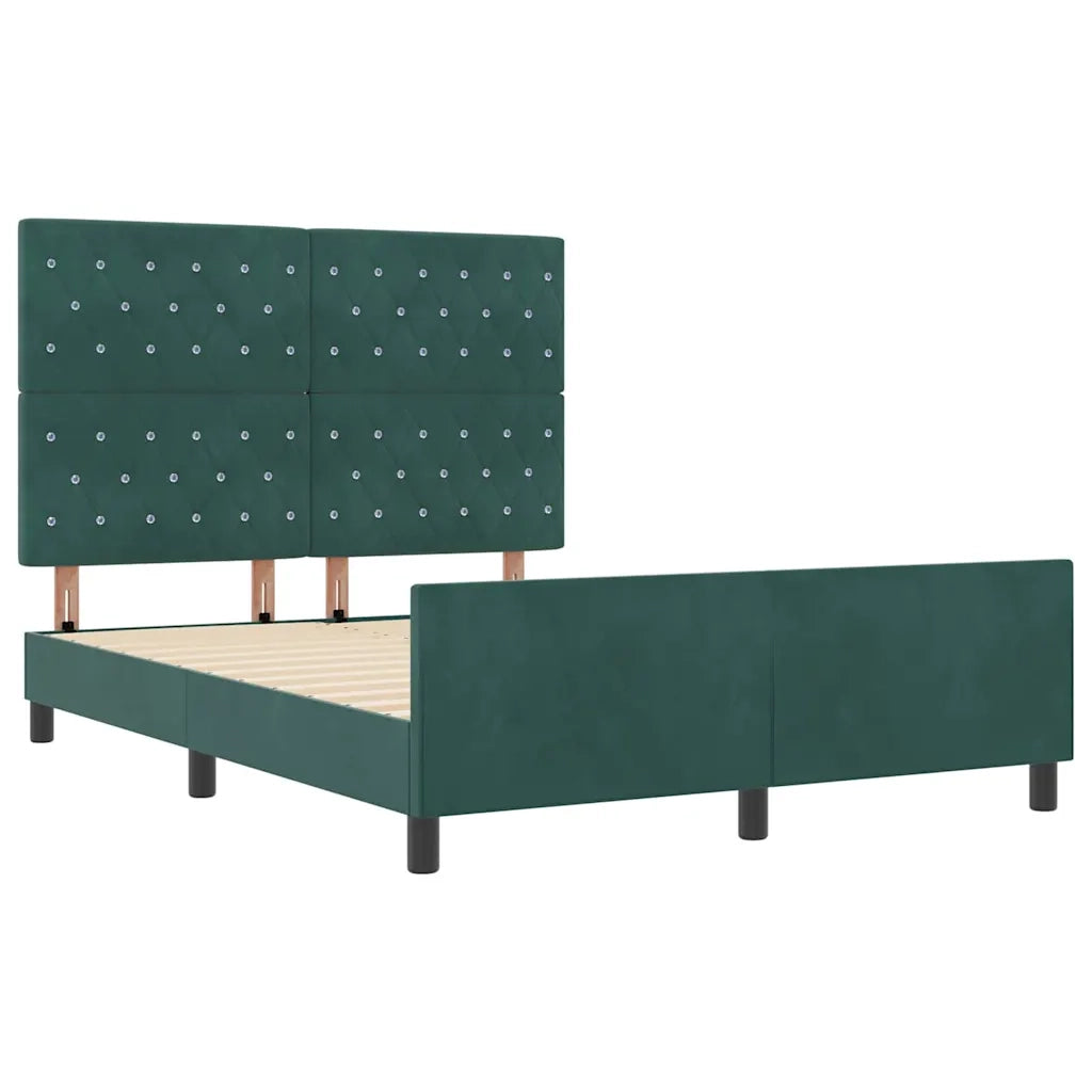 Letto a molle con testiera Verde Scuro 140 x 190 cm Velluto 3344876