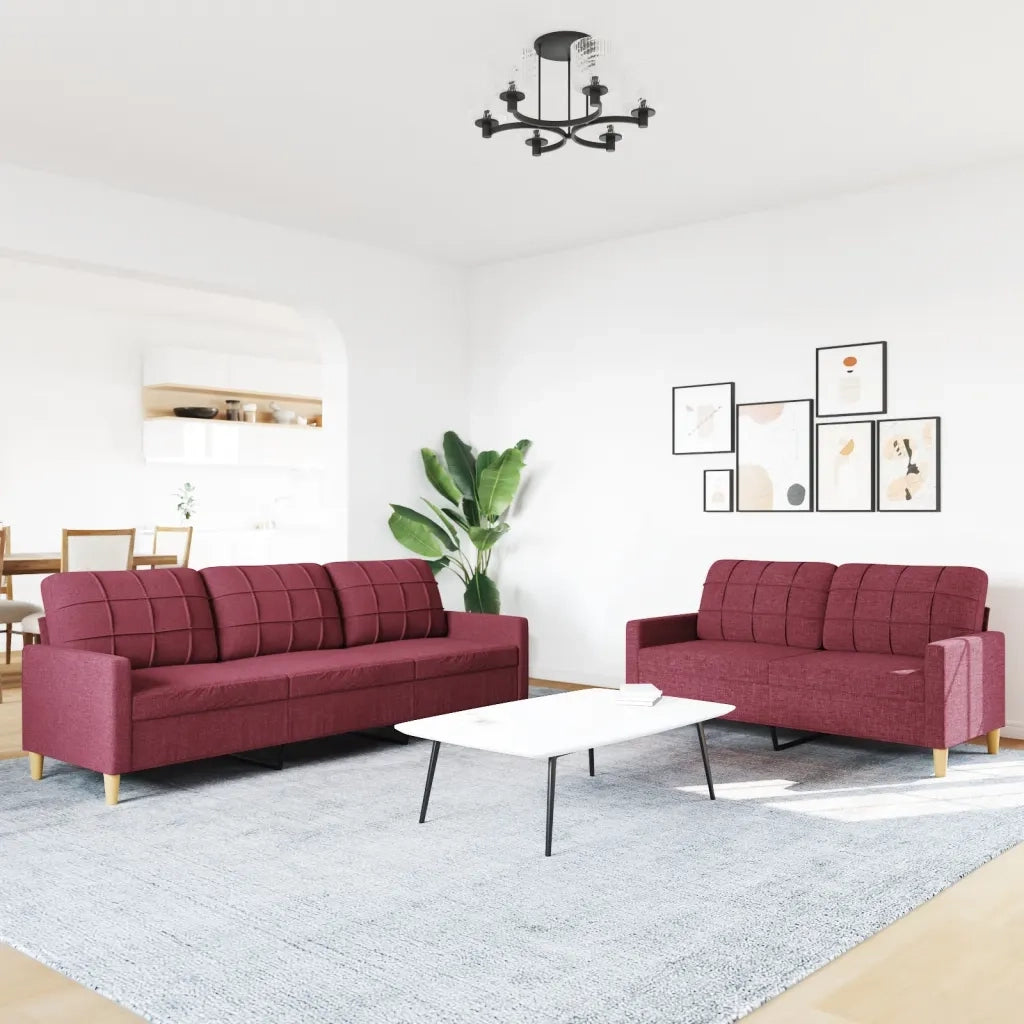 Set di Divani 2 pz Rosso Vino in Tessuto 3278325